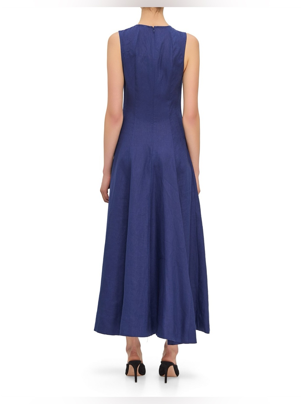new Reformation Cecilia paneled linen maxi dress in cloud blue navy - Picture 2 of 5